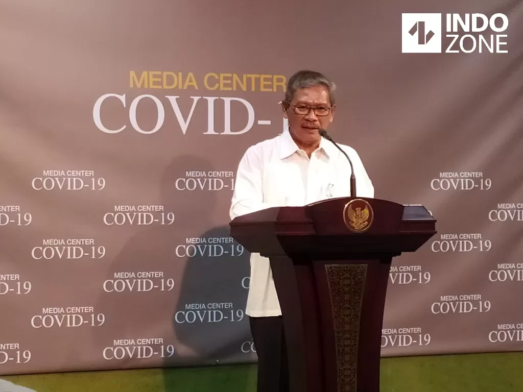 Achmad Yurianto saat memberikan kabar terkini terkait virus corona di Istana Negara, Jumat (6/3/2020) (INDOZONE/Mula)