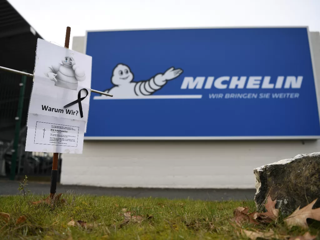 Ilustrasi logo pabrikan Michelin di Jerman. (Ilustrasi/REUTERS/ANDREAS GEBERT)