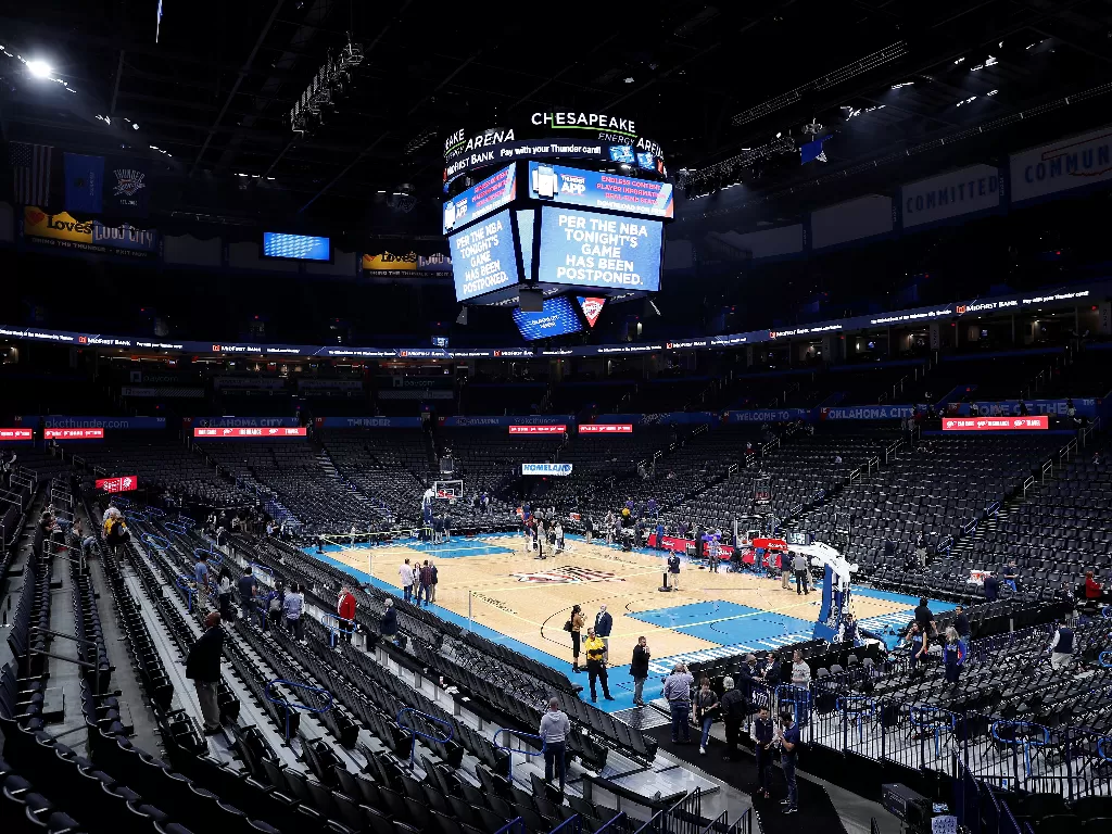 Pertandingan NBA antara Utah Jazz versus Oklahoma City Thunder dibatalkan karena salah satu pemain positif virus corona. (USA TODAY Sports via Reuters/Alonzo Adams)