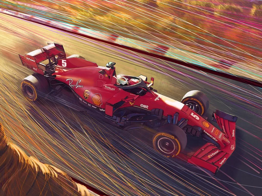 Tampilan mobil balap SF1000 milik Sebastian Vettel untuk F1 2020. (Instagram/@scuderiaferrari)