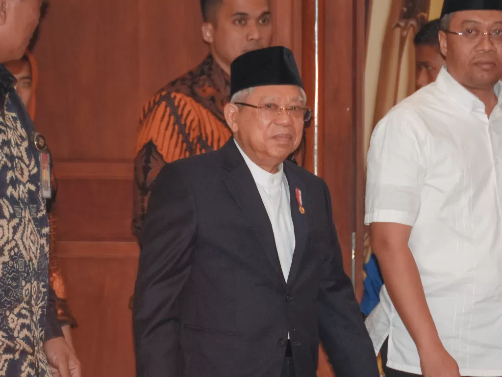 Wakil Presiden Ma'ruf Amin saat menghadiri Musyawarah nasional (Munas) Asosiasi DPRD Kota Seluruh Indonesia (ADEKSI) yang ke V di Hotel Lombok Raya, Mataram, NTB, Rabu (11/3/2020). (Photo/ANTARA/Ahmad Subaidi)