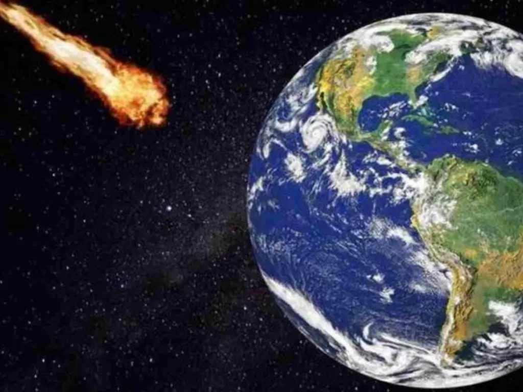 Ilustrasi asteroid Apollo mendekati Bumi. (Newsbeezer)