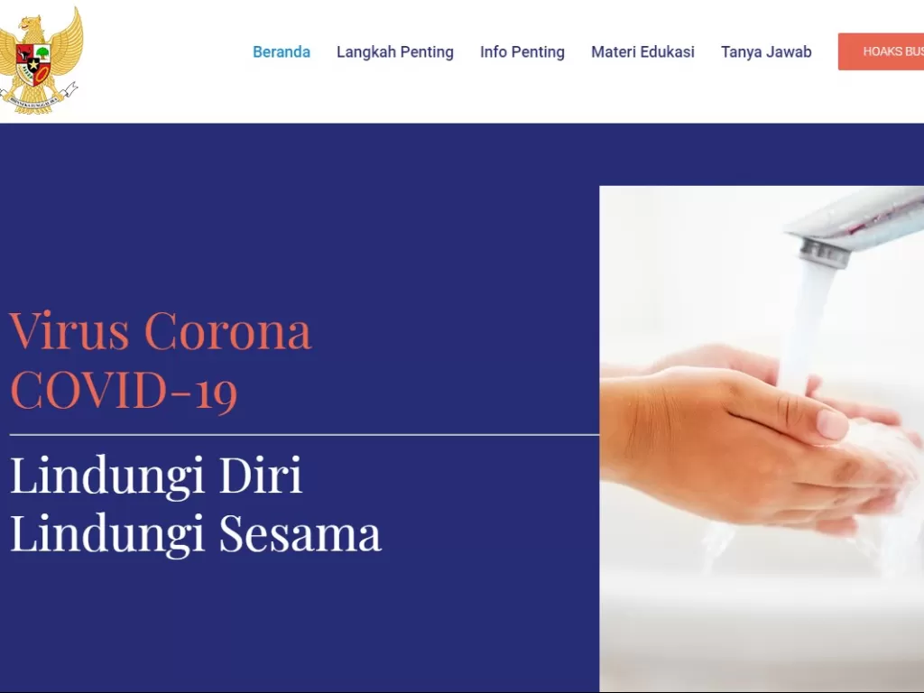 Situs resmi untuk dapatkan informasi mengenai virus corona (Screenshot/covid19.go.id)