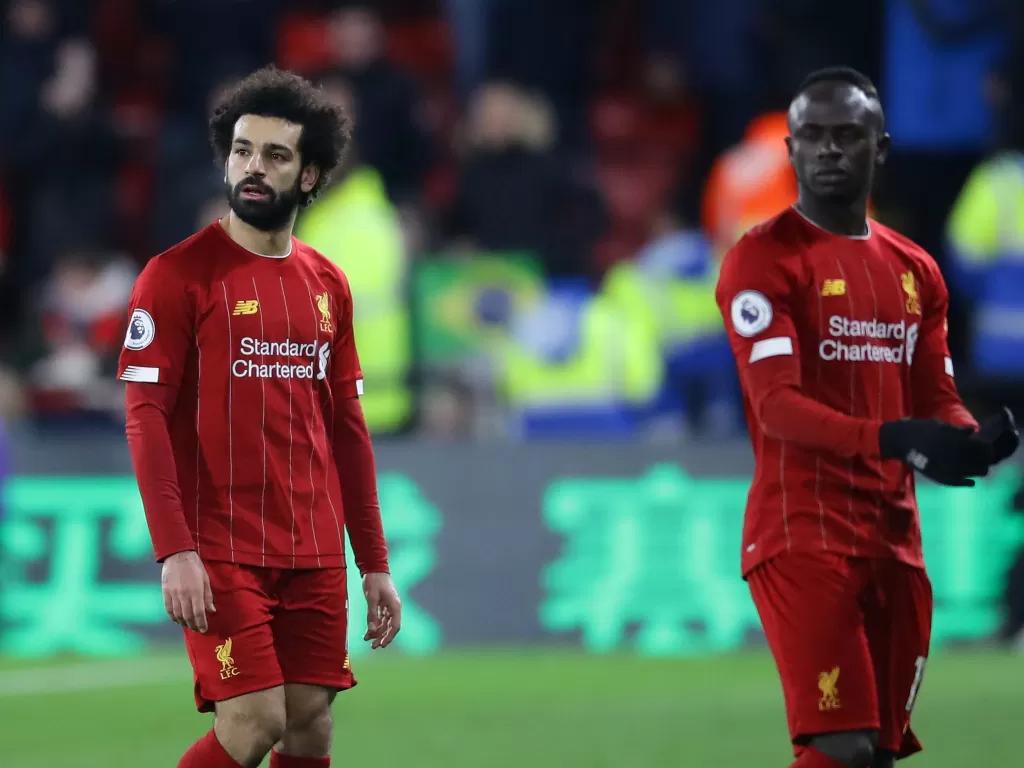Dua penyerang Liverpool, Sadio Mane dan Mohamed Salah. (REUTERS/David Klein)