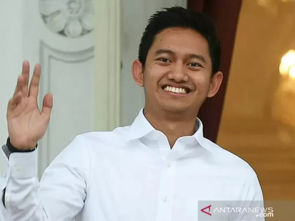 Adamas Belva Syah Devara, saat diperkenalkan sebagai staf khusus Presiden Joko Widodo (ANTARA FOTO/Wahyu Putro A)