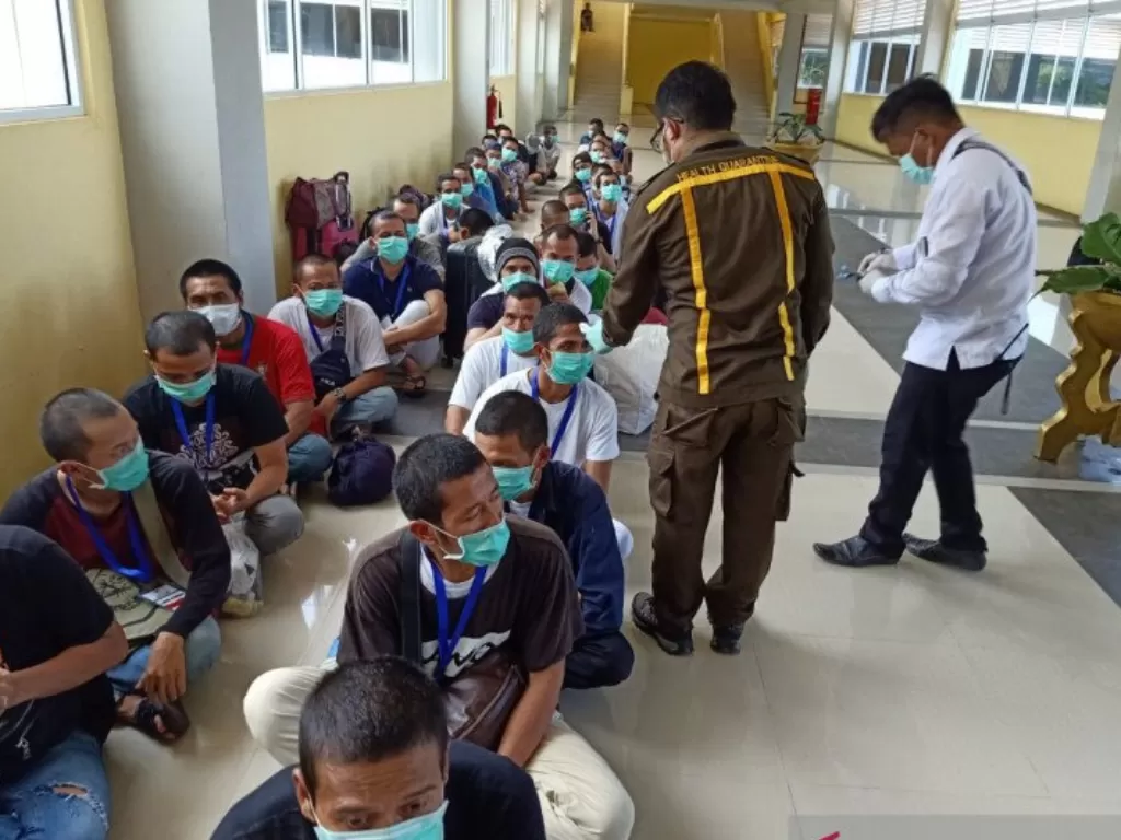 Para TKI korban perdagangan orang yang dipulangkan dari Malaysia di Rumah Perlindungan Trauma Center (RPTC), Tanjung Pinang, Provinsi Kepulauan Riau. (Photo/ANTARA/HO-Rehsos)