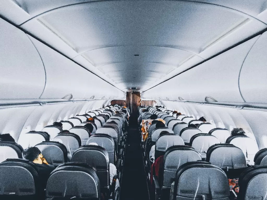 Ilustrasi kabin pesawat. (Pexels)