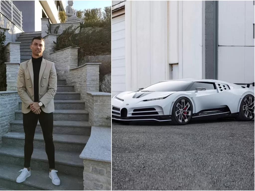 (Kiri) : Cristiano Ronaldo (Kanan) : Bugatti Centodieci. (Instagram/cristiano/Pinterest/The MAN)
