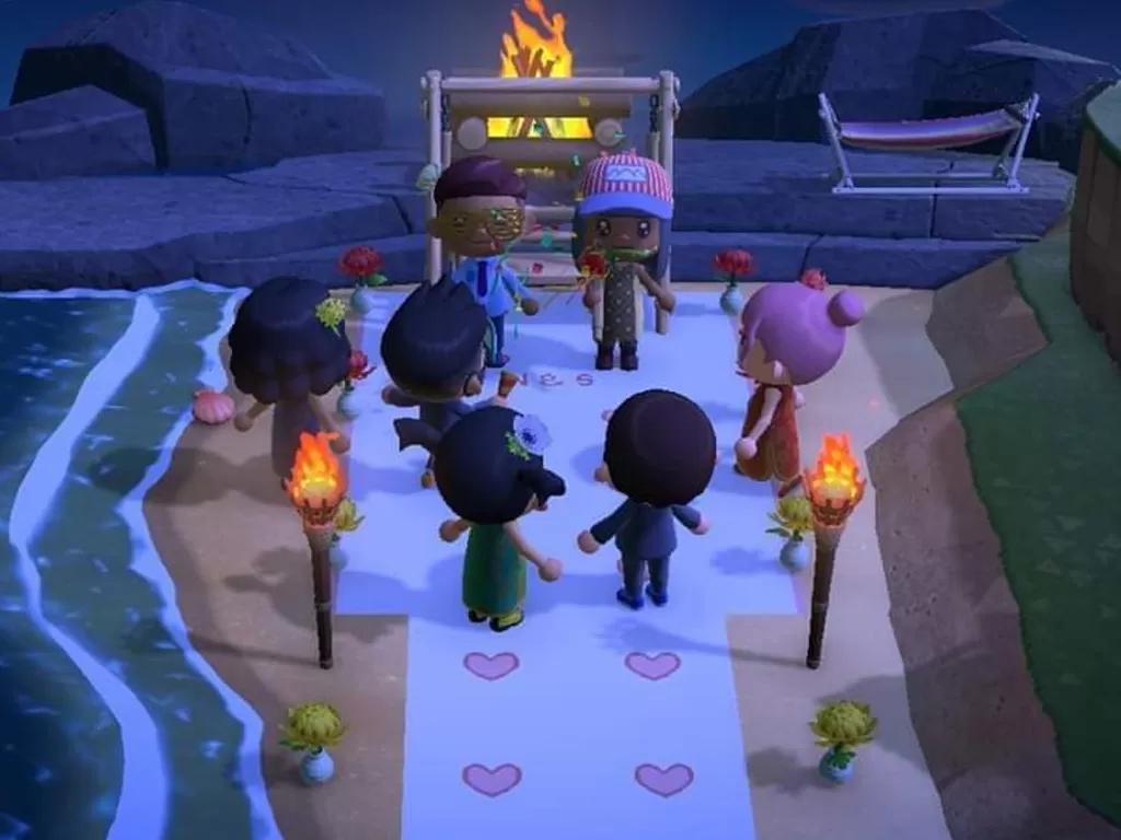 Acara pernikahan di game Animal Crossing: New Horizons (photo/Reddit/u/ashmush)