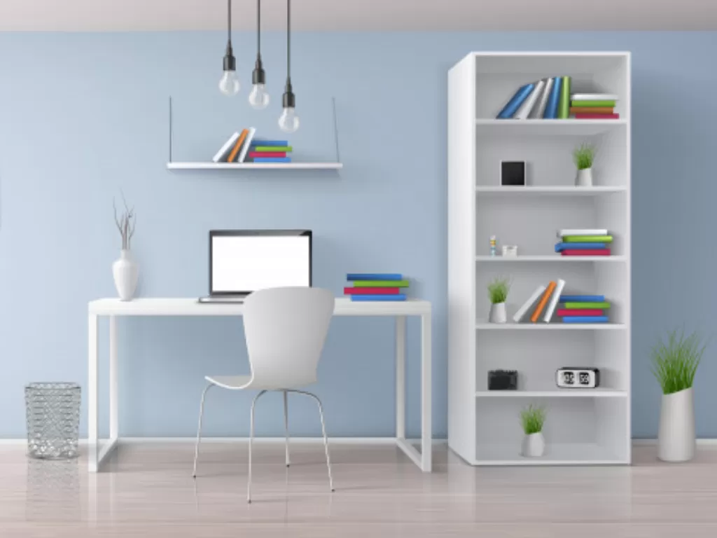 Ilustrasi home office bernuansa pastel. (freepik.com)