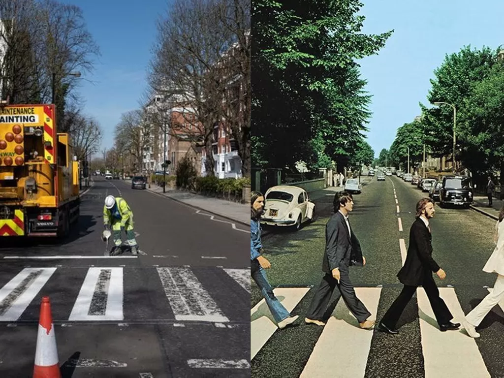 Zebra cross, Abbey Road, London. (Twitter/tabascokid/Thebeatles)