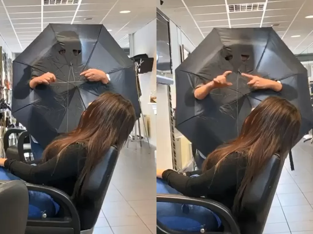 Seorang pegawai salon di Belanda yang membuat peralatan unik. (photo/Facebook/Bella Rosa)