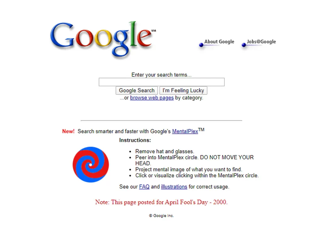 April Mop Google tahun 2000 (photo/Google Archive)