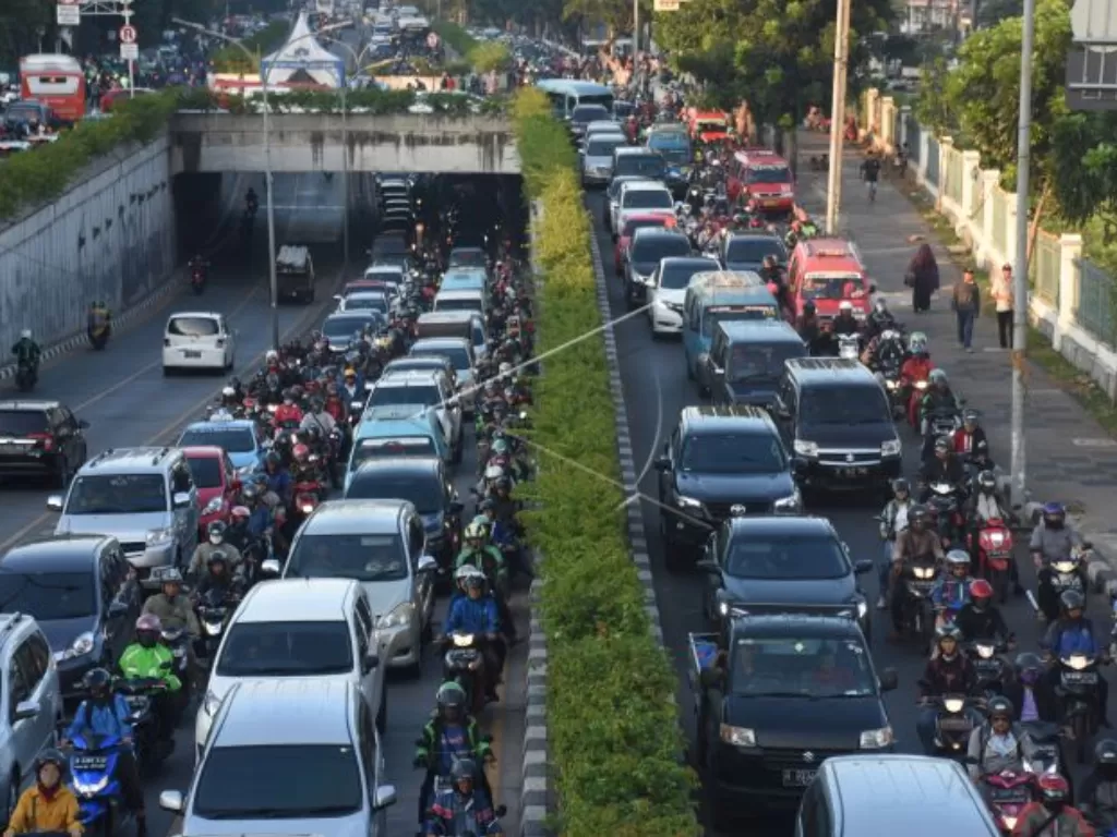 Ilustrasi kepadatan lalu lintas Ibu Kota. (ANTARA/Indrianto Eko Suwarso)