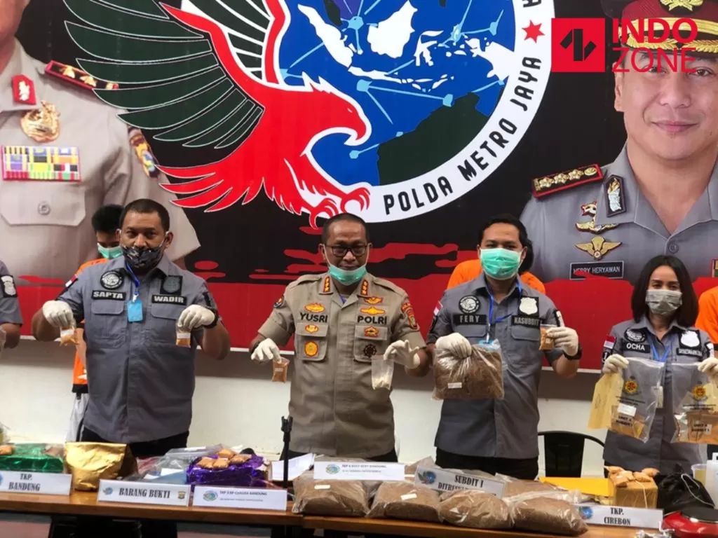 Foto Konferensi pers Ditres Narkoba Polda Metro Jaya terkait home industri tembakau gorila (Foto: INDOZONE/Samsudhuha Wildansyah)