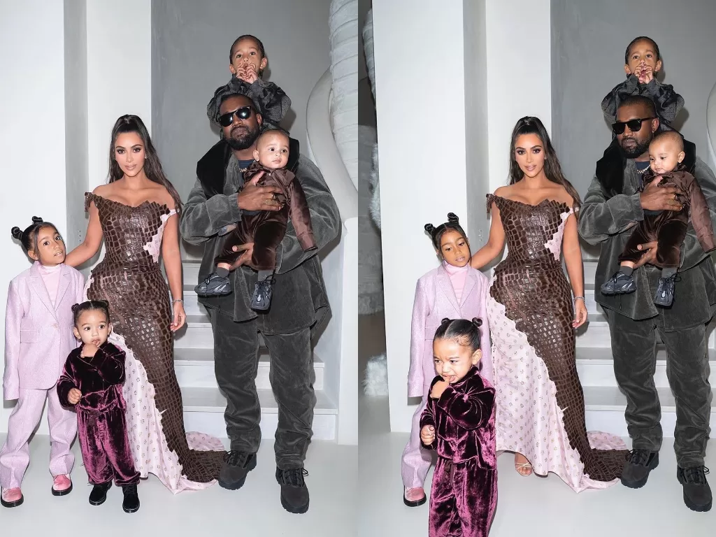 Kim Kardashian-West dan suami serta keempat anaknya (Instagram/@kimkardashian)
