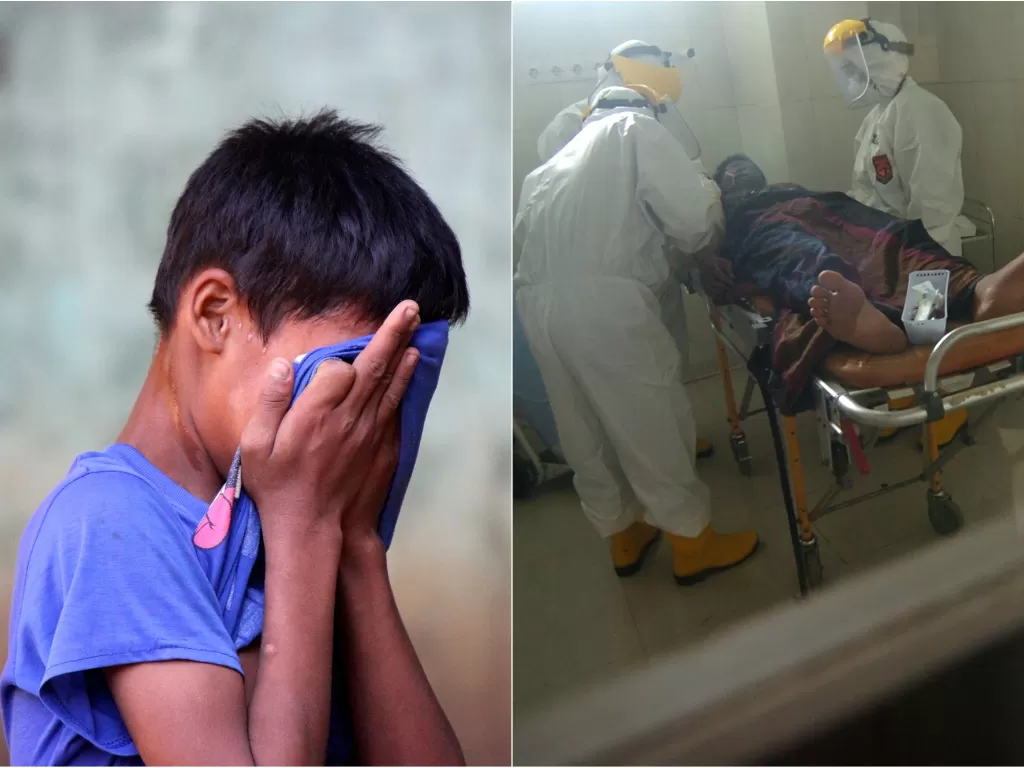 Kiri: Remaja tengah bersedih (unsplash/Lucas Metz). Kanan: Ilustrasi korban virus corona (ANTARA FOTO/Oky Lukmansyah)