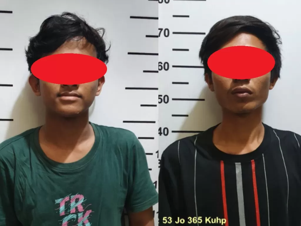 Dua gangster yang gagal membegal ponsel milik sopir ojol di Pamulang. (dok Polres Tangerang Selatan).