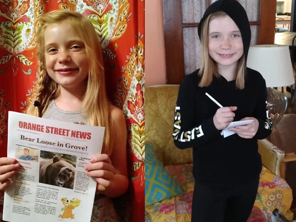 Sosok Hilde Lysiak, wartawan kecil di usianya yang masih 9 tahun. (kiri: Instagram/@morelovemy, kanan: Instagram/@hildelysiak).