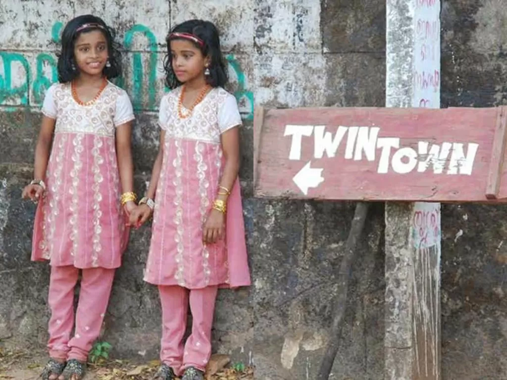 Ilustrasi penduduk desa Kodinhi yang diisi mayoritas anak kembar. (ripleys.com)