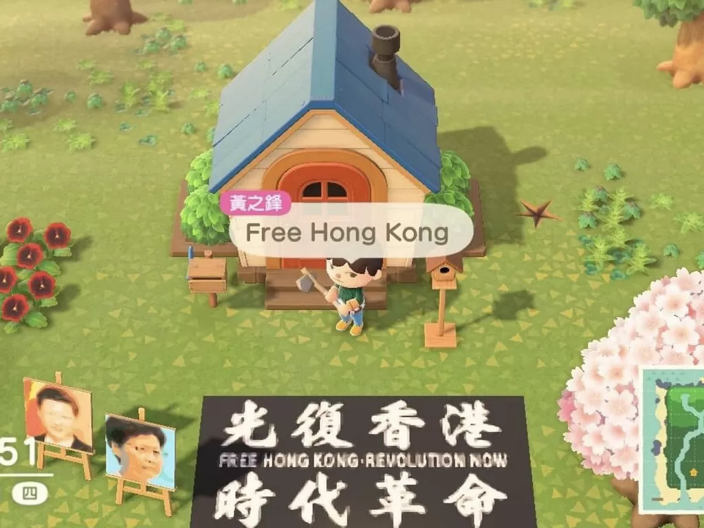Aksi protes gamers Hong Kong di Animal Crossing: New Horizons (photo/Twitter/@JoshuaWongcf)