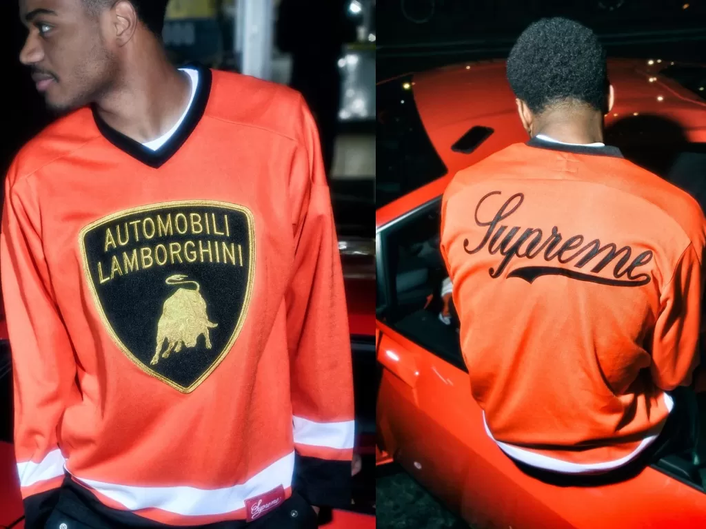 Tampilan pakaian terbaru milik Lamborghini dengan Supreme. (Instagram/@supremenewyork)