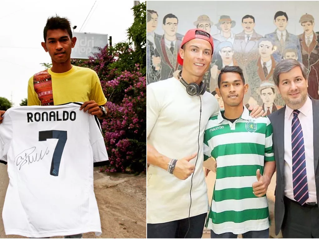 Martunis lelang jersey pemberian Cristiano Ronaldo. (Instagram/martunis_ronaldo)