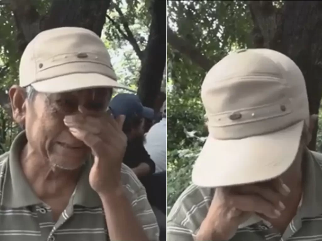 Kakek penjual sepatu menangis karena bingung mengatasi situasi saat ini (Screenshot)