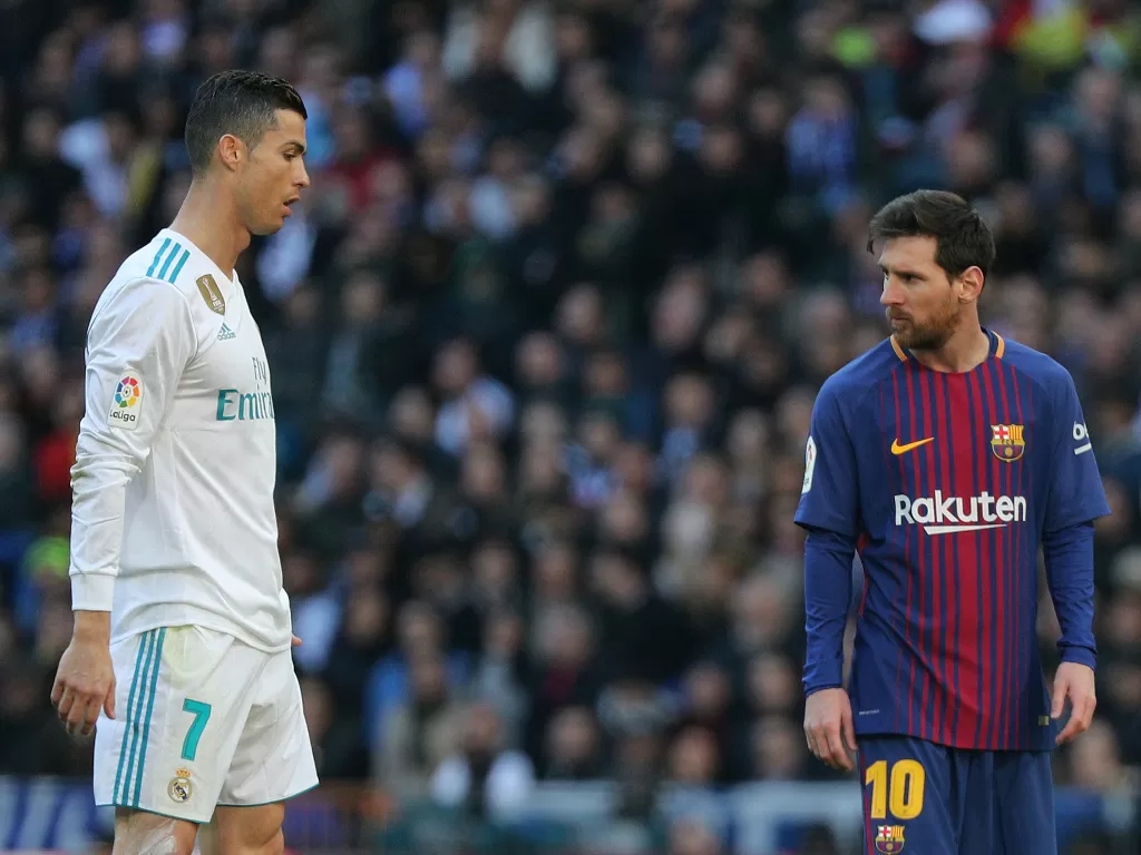 Ronaldo dan Lionel Messi saat di laga El Clasico. (REUTERS/Sergio Perez)