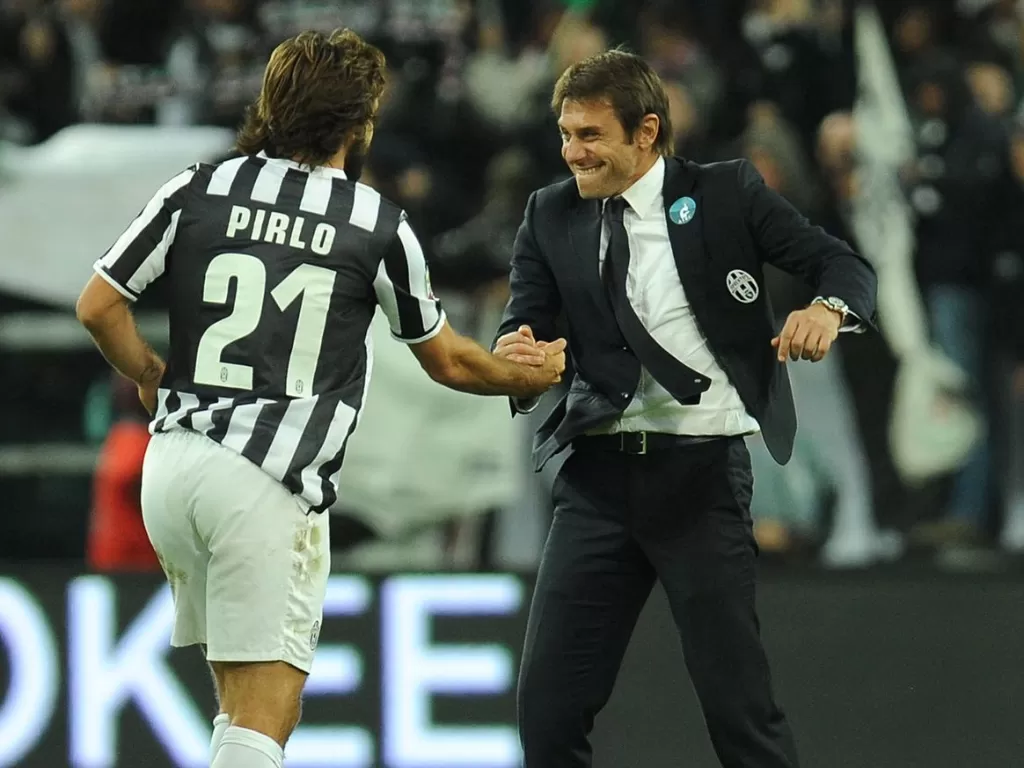 Andrea Pirlo dan Antonio Conte saat di Juventus. (signalng.com)