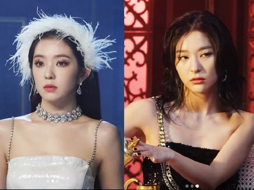Dua member Red Velvet: Irene (kiri) dan Seulgi (kanan). (Instagram/@redvelvet.smtown).