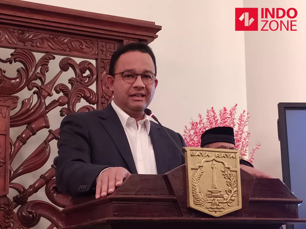 Gubernur DKI Jakarta Anies Baswedan dalam jumpa pers di Balai Kota Jakarta, Jumat (13/3/2020). (INDOZONE/Murti Ali Lingga)