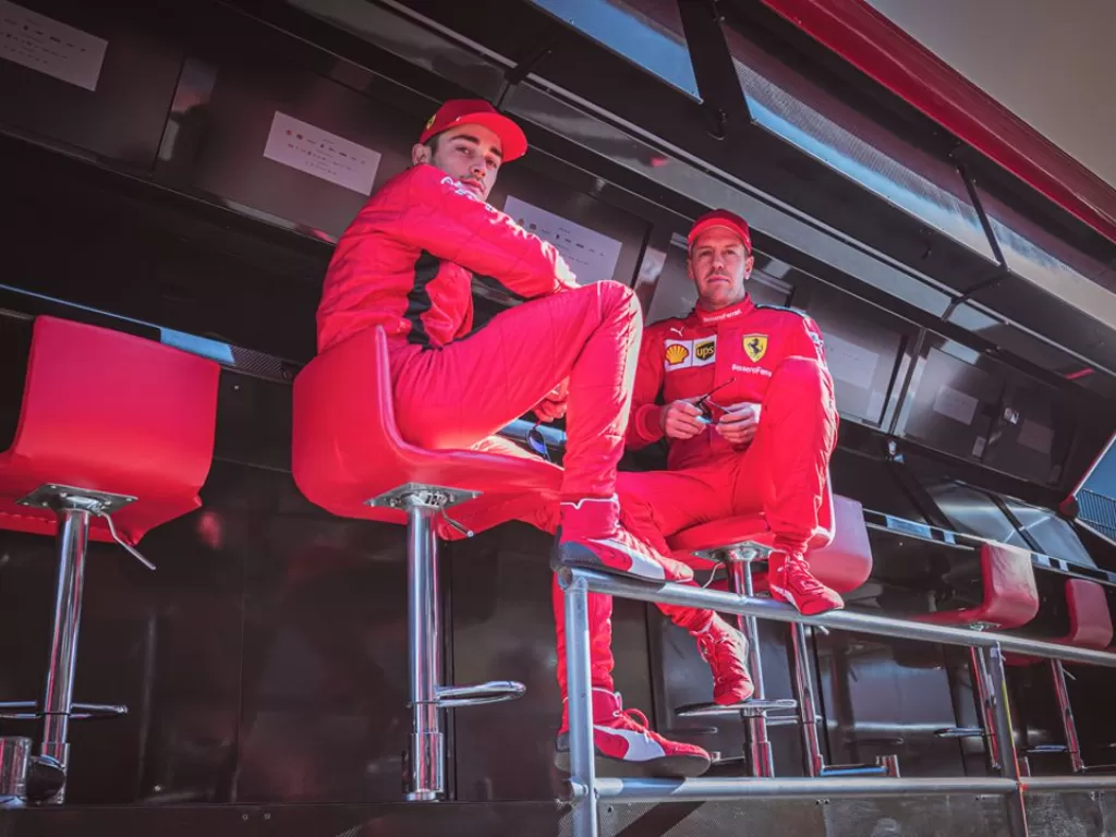 Charles Leclerc (kiri) dengan Sebastian Vettel (kanan). (Instagram/@scuderiaferrari)