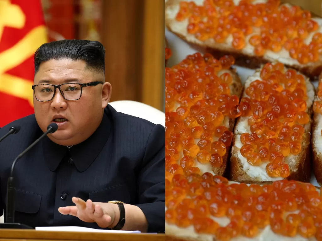Kim Jong-un dan Ilustrasi caviar. (REUTERS/Pixabay)