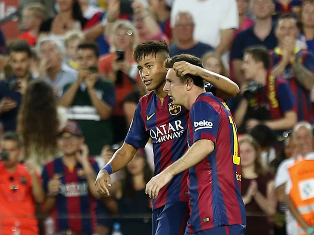 Neymar dan Messi saat masih satu tim di Barcelona. (REUTERS/Gustau Nacarino)