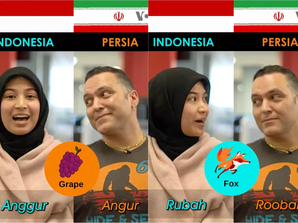 Kemiripan bahasa Indonesia dan Bahasa Persia (Facebook/VOA Indonesia)