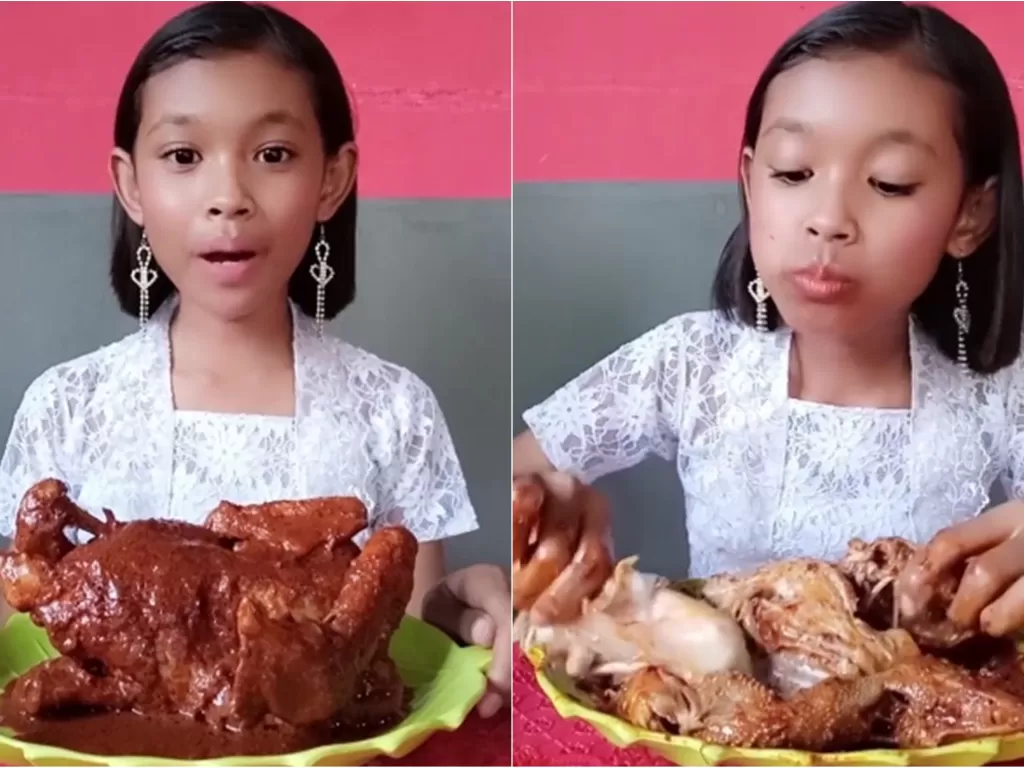Gadis cilik yang review makanan pakai bahasa Jawa halus. (instagram/@bunga__salsabila)