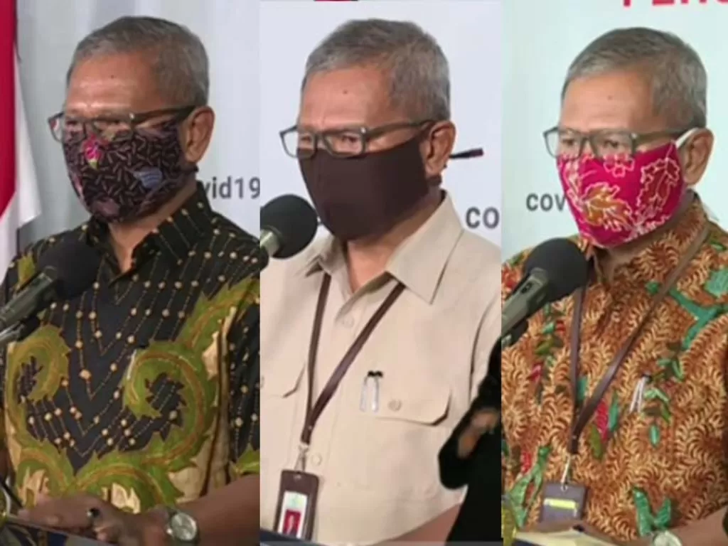 Macam-macam masker kain yang pernah digunakan Achmad Yurianto. (Istimewa)