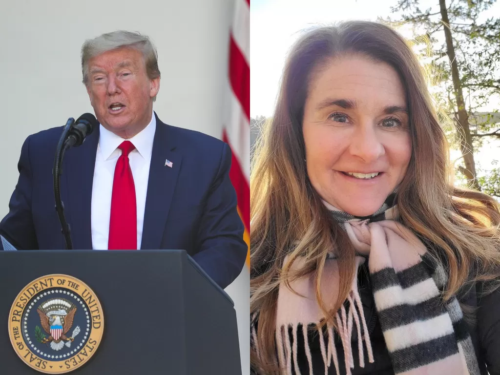 Kiri: Donald Trump. (REUTERS/Tom Brenner) / Kanan: Melinda Gates. (Instagram/@mleindafrenchgates)