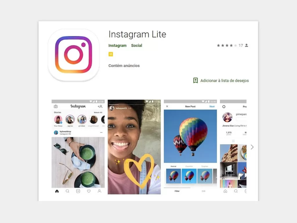Aplikasi Instagram Lite (photo/Google Play Store)