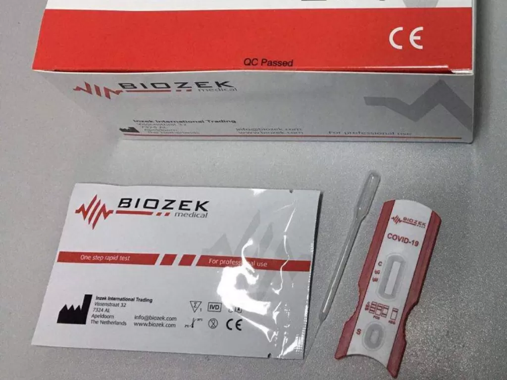 Biozek Covid-19, alat tes yang diproduksi oleh Inzek Belanda.(dok)
