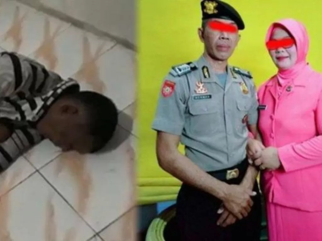 Kolase foto; kiri HA (anggota TNI yang ditembak), kanan HE dan istrinya. (Foto: Istimewa)