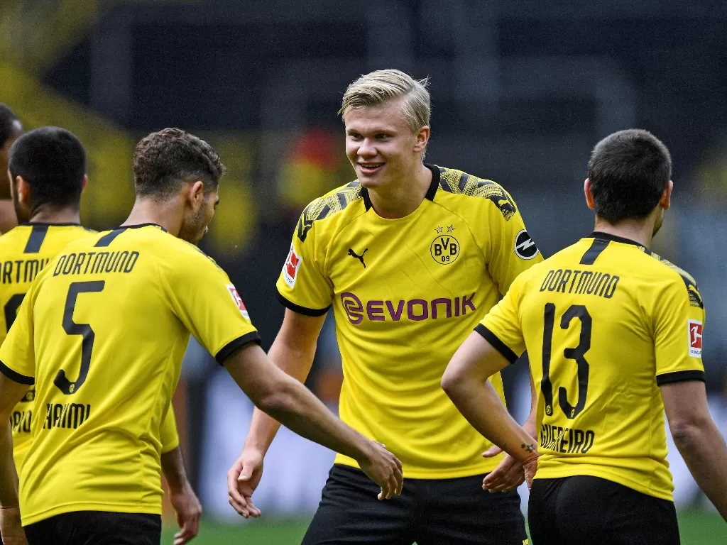 Penyerang Borussia Dortmund, Erling Haaland. (Martin Meissner/Pool via REUTERS DFL)