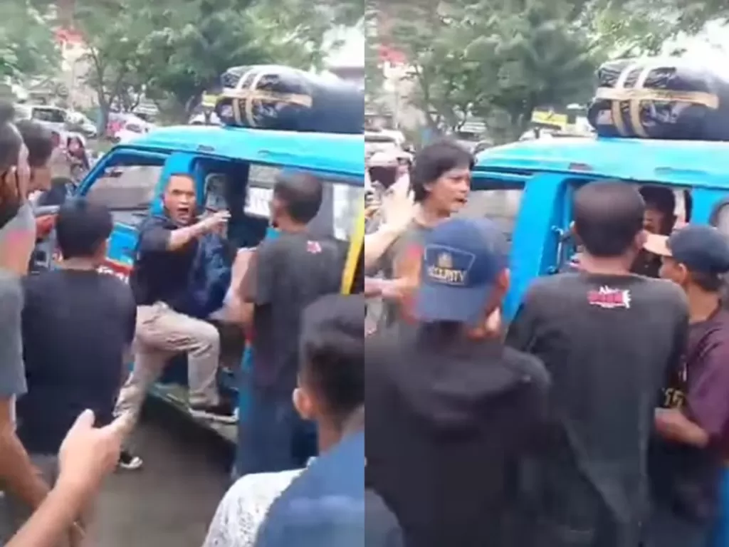 Seorang pria dihakimi massa di angkot di Medan walau belum terbukti mencopet. (Istimewa)
