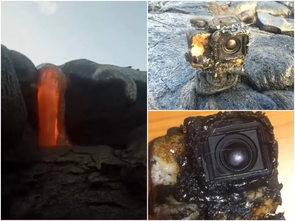 Rekaman video memperlihatkan detik-detik aliran lava mendekati kamera GoPro (Petapixel/Erik Storm)