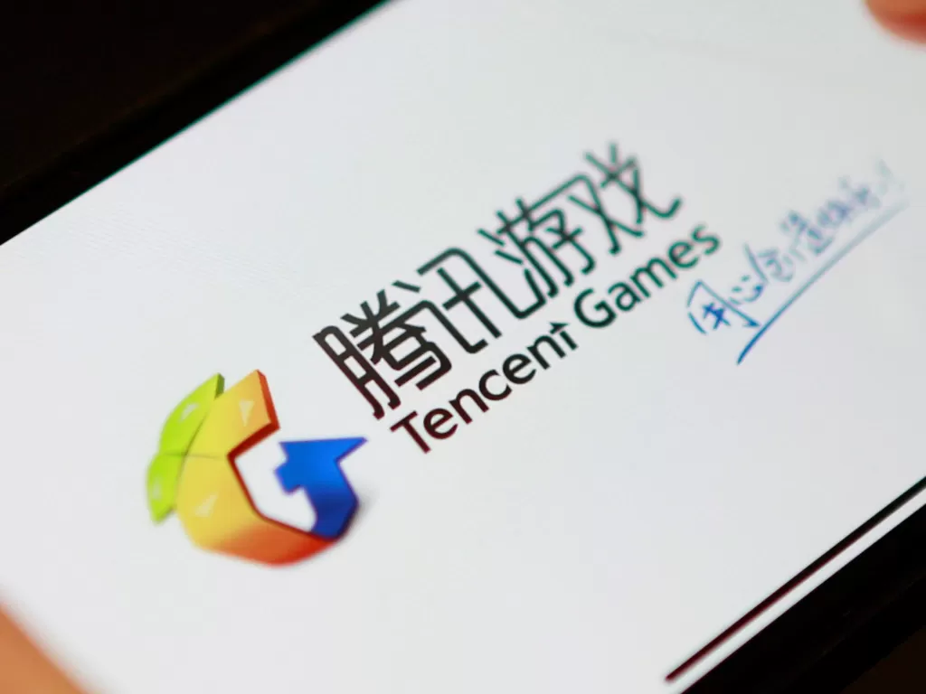 Logo Tencent Games di game buatannya (photo/REUTERS/Florence Lo)