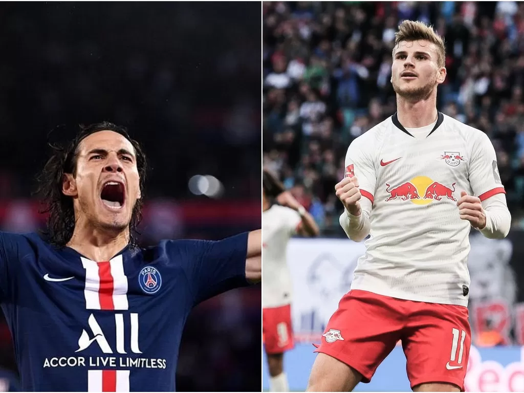 Kiri: (Penyerang Paris Saint-Germain, Edinson Cavani). Kanan: (Penyerang RB Leipzig, Timo Werner). (Instagram/cavaniofficial21/timowerner)