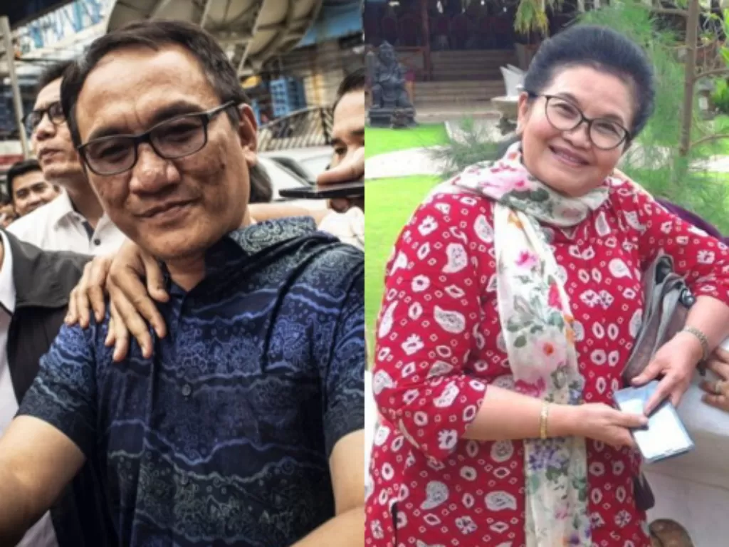 Kiri: Andi Arief (ANTARA FOTO/Aprillio Akbar). Kanan: Mantan Menteri Kesehatan Siti Fadilah Supari (Instagram/@siti_fadilah_supari)