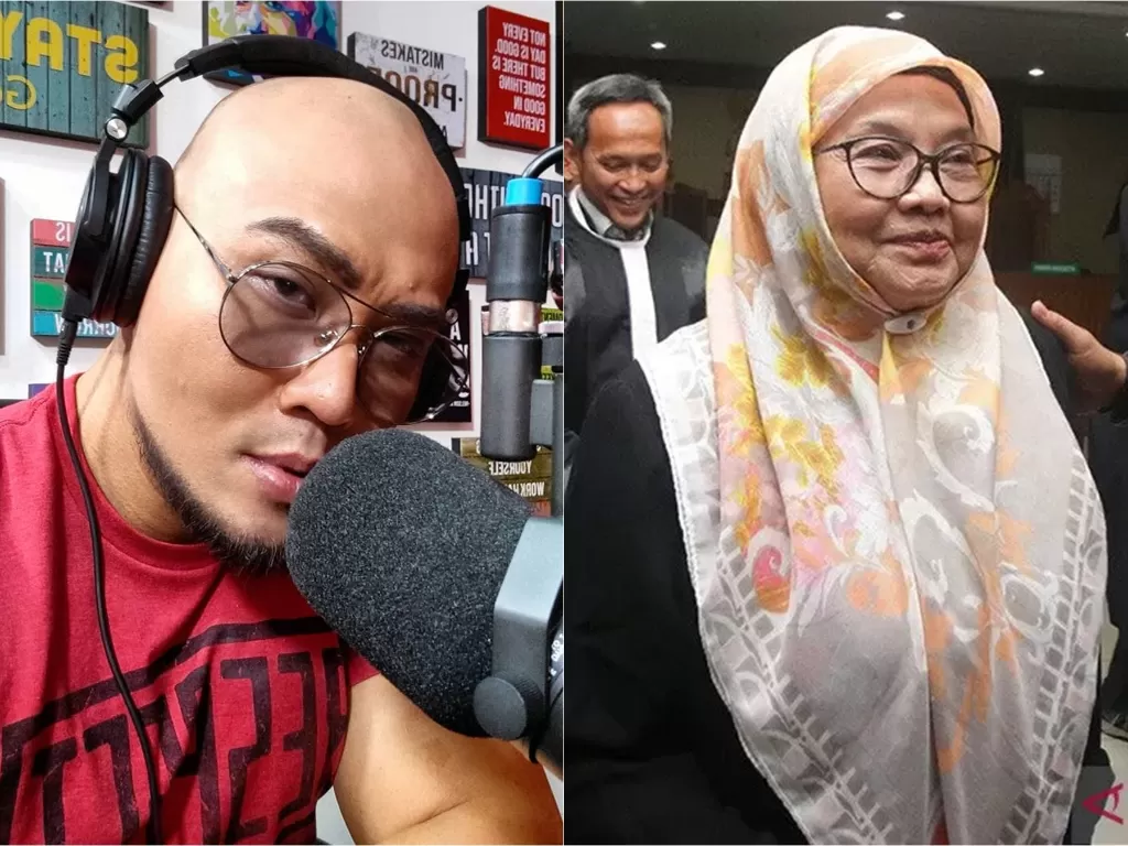 Kiri: Deddy Corbuzier (Instagram/@mastercorbuzier) / Kanan: Mantan Menteri Kesehatan Siti Fadilah Supari ( ANTARA FOTO/Rivan Awal Lingga)