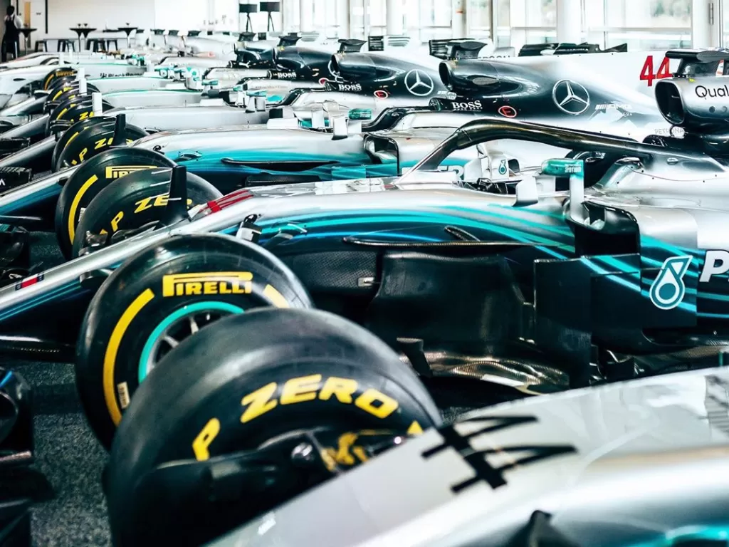 Mobil balap milik pabrikan tim Mercedes. (Instagram/@mercedesamgf1)